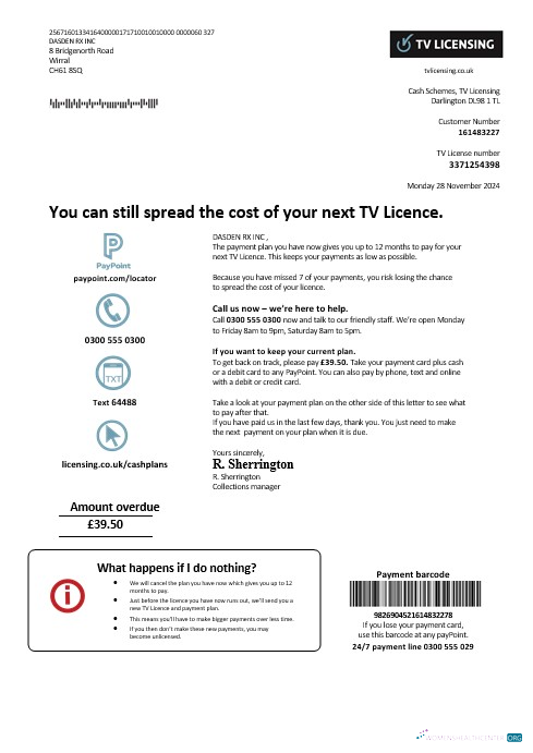 United Kingdom TV Licensing business utility bill template in Word and PDF formats